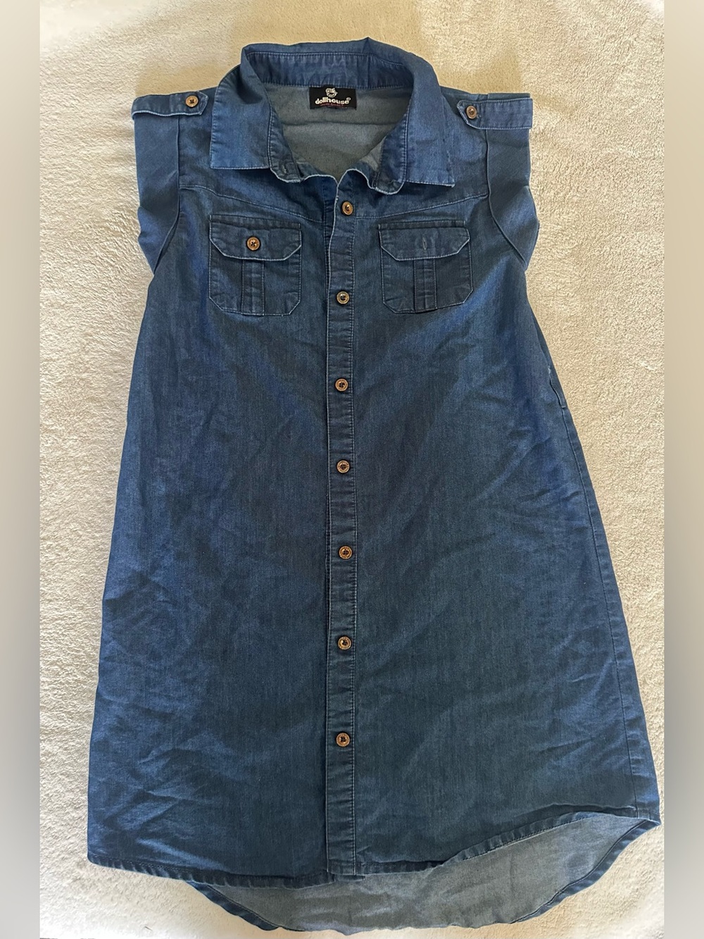 🌻3/$18 Dollhouse Blue Denim Button-Front Dress